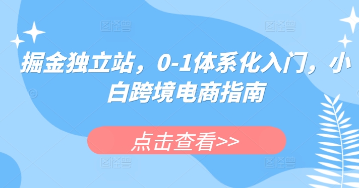 掘金独立站，0-1体系化入门，小白跨境电商指南-资源云