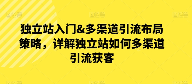 独立站入门&多渠道引流布局策略，详解独立站如何多渠道引流获客-资源云