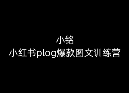 小铭-小红书plog爆款图文训练营，教你从0-1做小红书-资源云