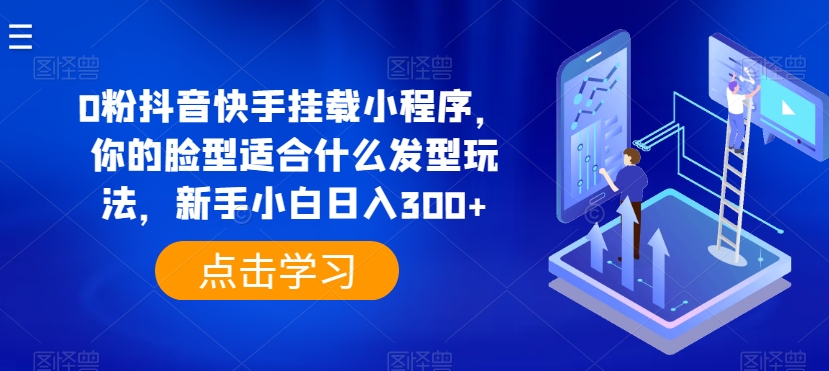 0粉抖音快手挂载小程序，你的脸型适合什么发型玩法，新手小白日入300+【揭秘】-资源云