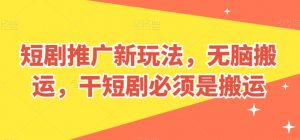 短剧推广新玩法,无脑搬运,干短剧必须是搬运【揭秘】-资源云