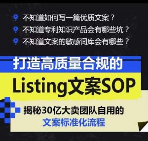 打造高质量合规的Listing文案SOP,掌握亚马逊文案工作的标准化-资源云