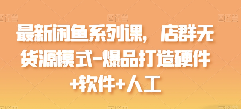 最新闲鱼系列课，店群无货源模式-爆品打造硬件+软件+人工-资源云