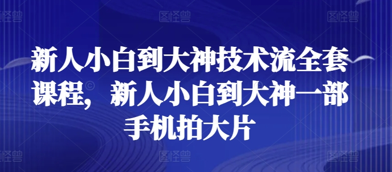 新人小白到大神技术流全套课程，新人小白到大神一部手机拍大片-资源云