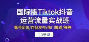 国际版Tiktok抖音运营流量实战班：账号定位/作品发布/热门推送/等等-13节-资源云