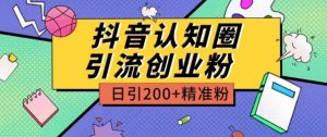外面收费3980抖音认知圈引流创业粉玩法日引200+精准粉【揭秘】-资源云