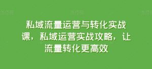 私域流量运营与转化实战课，私域运营实战攻略，让流量转化更高效-资源云