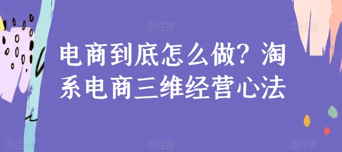 电商到底怎么做？淘系电商三维经营心法-资源云