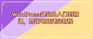 WordPress建站从入门到精通,跨境电商建站教程-资源云