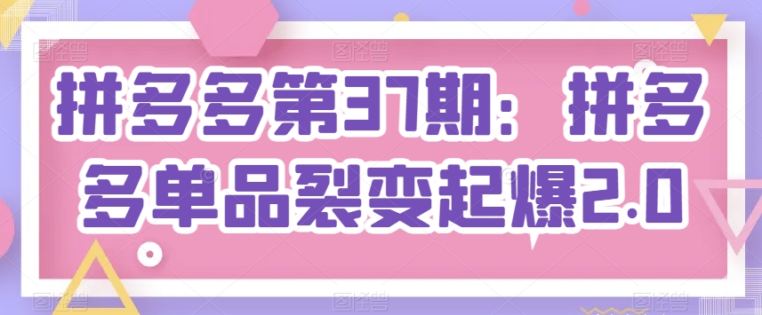 拼多多第37期：拼多多单品裂变起爆2.0-资源云