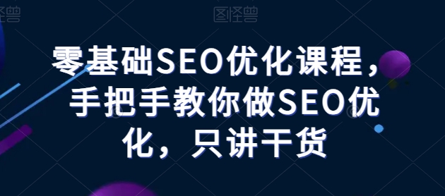 零基础SEO优化课程，手把手教你做SEO优化，只讲干货-资源云