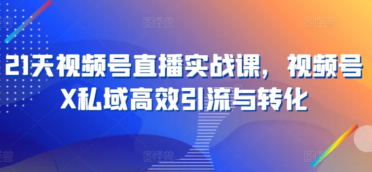 21天视频号直播实战课，视频号X私域高效引流与转化-资源云
