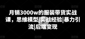 月销3000w的服装带货实战课，思维模型|实战经验|暴力引流|后端变现-资源云