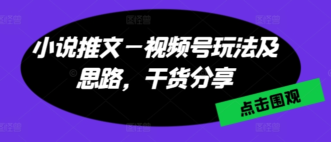 小说推文—视频号玩法及思路，干货分享-资源云