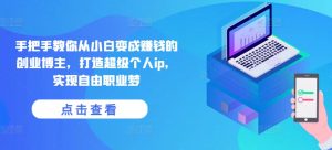 手把手教你从小白变成赚钱的创业博主,打造超级个人ip,实现自由职业梦-资源云