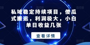 私域稳定持续项目,傻瓜式搬运,利润极大,小白单日收益几张【揭秘】-资源云