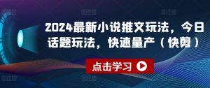2024最新小说推文玩法，今日话题玩法，快速量产(快剪)-资源云