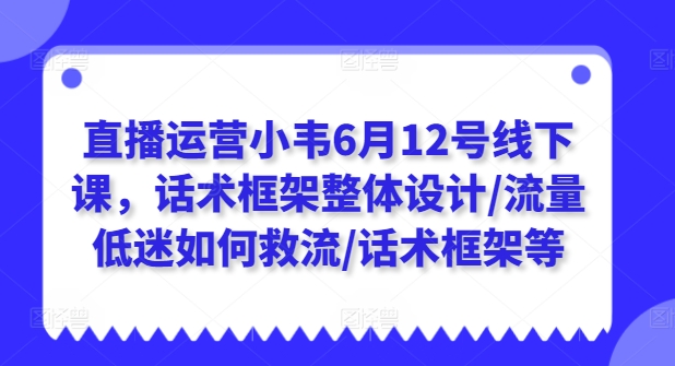 直播运营小韦6月12号线下课，话术框架整体设计/流量低迷如何救流/话术框架等-资源云