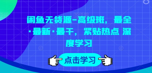 闲鱼无货源-高级班，最全·最新·最干，紧贴热点 深度学习-资源云