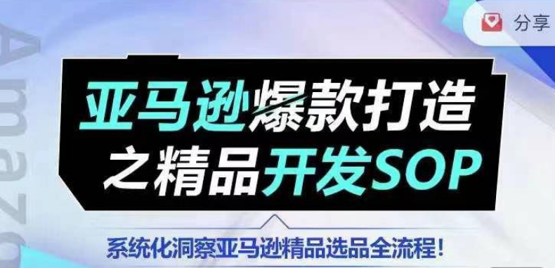 【训练营】亚马逊爆款打造之精品开发SOP，系统化洞察亚马逊精品选品全流程-资源云