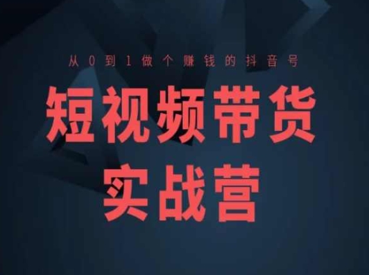 短视频带货实战营(高阶课)，从0到1做个赚钱的抖音号-资源云