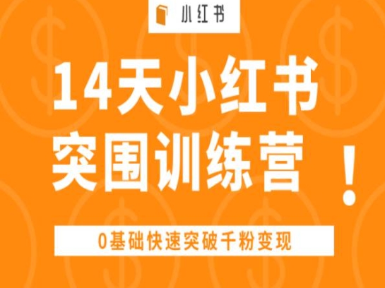 14天小红书突围训练营 ，0基础快速突破千粉变现-资源云