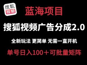 搜狐视频2.0 全新玩法成本更低 操作更简单 无需电脑挂机 云端自动挂机单号日入100+可矩阵【揭秘】-资源云