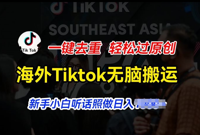海外Tiktok短视频无脑搬运，一键去重轻松过原创，新手小白听话照做日入几张【揭秘】-资源云