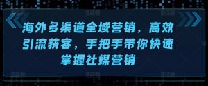 海外多渠道全域营销,高效引流获客,手把手带你快速掌握社媒营销-资源云