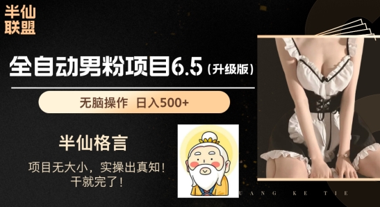 男粉项目6.5升级版，全自动男粉项目，日收入1K+【揭秘】-资源云