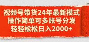 视频号带货24年最新模式,操作简单可多账号分发,轻轻松松日入2k【揭秘】-资源云