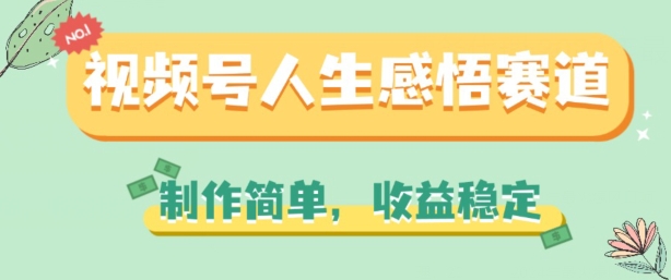 视频号人生感悟赛道，制作简单，收益稳定【揭秘】-资源云