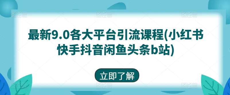最新9.0各大平台引流课程(小红书快手抖音闲鱼头条b站)-资源云