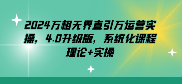 2024万相无界直引万运营实操，4.0升级版，系统化课程 理论+实操-资源云