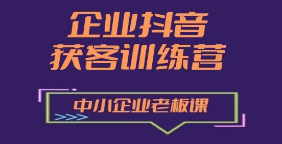 企业抖音营销获客增长训练营，中小企业老板必修课-资源云