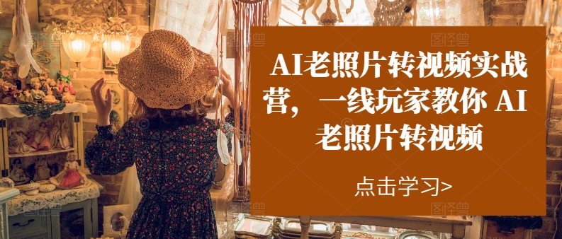 AI老照片转视频实战营，一线玩家教你AI老照片转视频-资源云