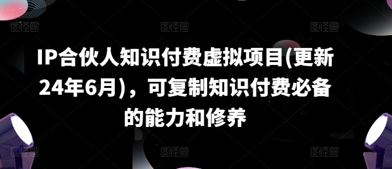IP合伙人知识付费虚拟项目(更新24年6月)，可复制知识付费必备的能力和修养-资源云