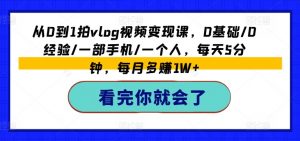 从0到1拍vlog视频变现课,0基础/0经验/一部手机/一个人,每天5分钟,每月多赚1W+-资源云