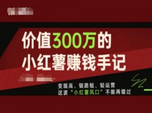价值300万的小红书赚钱手记，变现高、链路短、轻运营，这波“小红薯风口”不能再错过-资源云