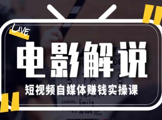 电影解说短视频自媒体赚钱实操课，教你做电影解说短视频，月赚1万-资源云