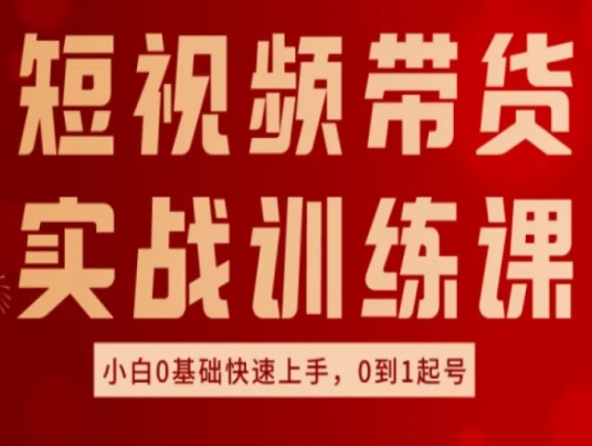 短视频带货实战训练课，好物分享实操，小白0基础快速上手，0到1起号-资源云