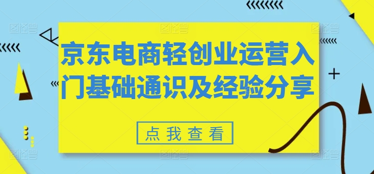 京东电商轻创业运营入门基础通识及经验分享-资源云