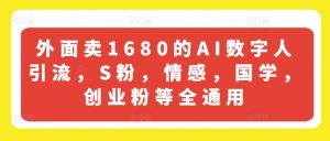 外面卖1680的AI数字人引流,S粉,情感,国学,创业粉等全通用-资源云