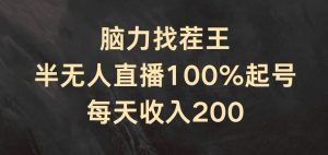 脑力找茬王，半无人直播100%起号，每天收入200+【揭秘】-资源云