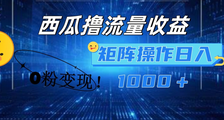 西瓜视频撸流量，简单上手，0粉变现矩阵操作，日入1000+【揭秘】-资源云