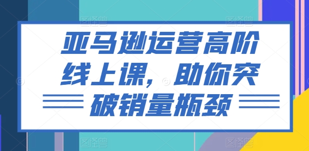 亚马逊运营高阶线上课，助你突破销量瓶颈-资源云