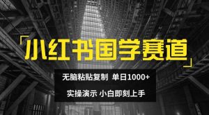 小红书国学赛道,无脑粘贴复制,单日1K,实操演示,小白即刻上手【揭秘】-资源云