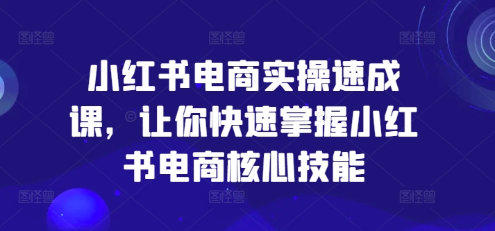 小红书电商实操速成课，让你快速掌握小红书电商核心技能-资源云