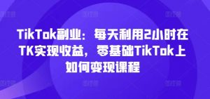 TikTok副业:每天利用2小时在TK实现收益,零基础TikTok上如何变现课程-资源云