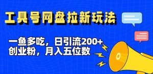一鱼多吃，日引流200+创业粉，全平台工具号，网盘拉新新玩法月入5位数【揭秘】-资源云